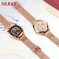 OLEVS Marque Quartz Acier Inoxydable Matériel Milanais montre bracelet Écolière Montres Étanche Haute Qualité Montre Pour Dame